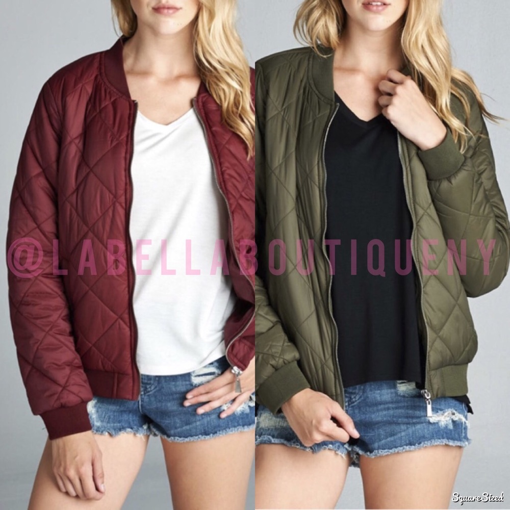 COPY - QUILTED BOMBER JACKET (BURGUNDY)